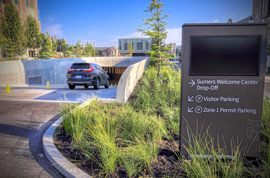 The East End parking garage on the Danforth Campus.