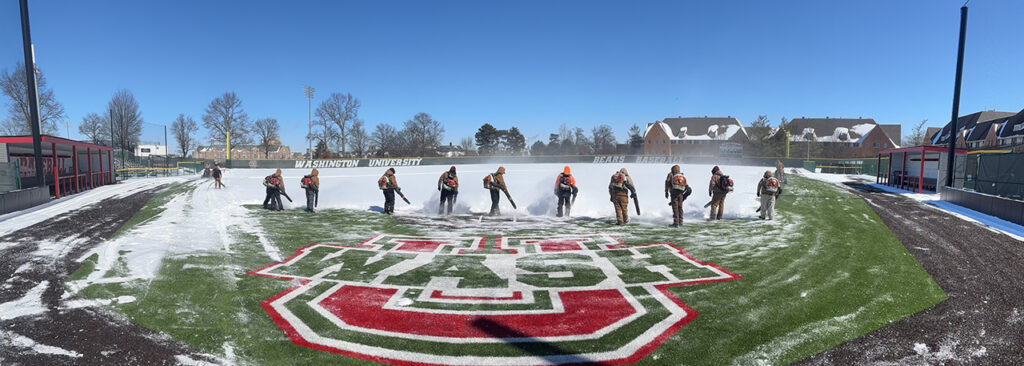 WashU Facilities and Focal Pointe clear snow from Francis Olympic Field in February 2025.